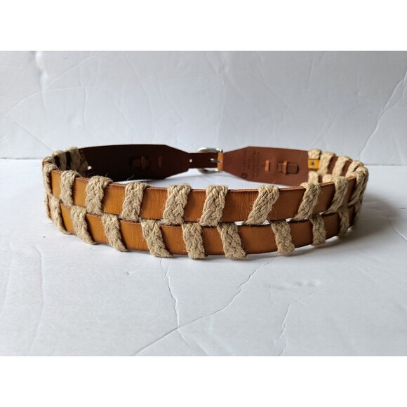 Linea Pelle Large Tan Leather Belt Silver Bohemian Eclectic Contemporary main image 8